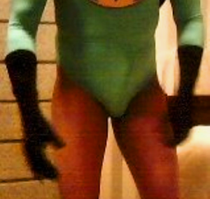 Super Stud in spandex, clearly motivated to fight crime!